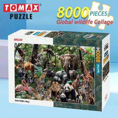 TOMAX 8000 Pieces Global Wildlife Jigsaw Puzzle, Oversized Box, High Difficulty, Stress Relief, Leisure Entertainment Board Game, Holiday Gift