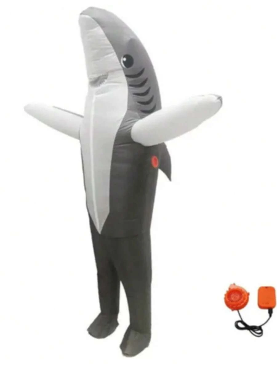 Disfraz inflable de tiburón gris para adultos, adecuado para juego de roles - Gris - Ver 1