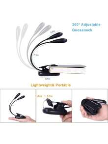 1pc Dual-Head LED Lighting Reading Lamp, Book Clip Lamp, Music Stand Book Light, Adjustable Reading Light With 4 Bulbs, Suitable For E-Readers, Books, Study - Multicolor - View 6