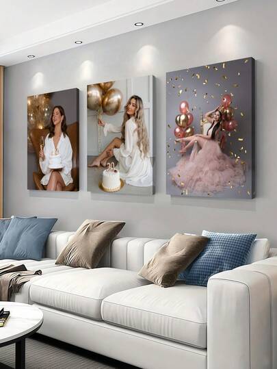 Set de 3 piezas de arte de pared en lienzo personalizado, póster sin marco personalizado, pintura en lienzo enmarcada acogedora para interiores, regalo del Día de la Madre, recuerdo de boda, Día de la Madre, Día del Padre, decoración de Pascua, regalo conmemorativo personalizado, adecuado para Pascua, boda, Día de la Madre, Día del Padre, San Valentín, decoración de la habitación, artículos personalizables, decoración de dormitorio, regalo personalizado, imagen, foto, marco de arte de pared, regalo para el mejor amigo, regalo familiar, regalo de cumpleaños, regalo para novio, novia, familia, amante, amigo