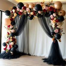 1 Rollo de Tul Transparente, Adecuado para Arco de Boda DIY, Decoración, Cortinas, Ropa, Decoración del Hogar, Ceremonia de Boda, Decoración de Sillas, Fondo Transparente para Boda, Fiesta, Decoración de Techo - Negro - Ver 10
