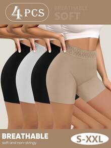 MEIYATING 4条装女士三角内裤，高腰收腹提臀 - 彩色 - 查看 2