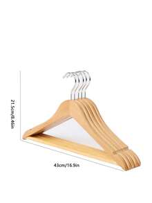 8件套木质衣架，带防滑杆 - 360°旋转挂钩，无缝衬衫西装收纳衣架，适用于酒店、卧室、衣柜 - 卡其色 - 查看 2
