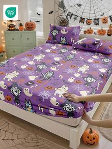 Bluey Ga trải giường in kỹ thuật số chủ đề Halloween , Bộ đồ giường , Tấm bảo vệ nệm, Ga phủ giường, Ga bọc nệm, Vải dệt gia dụng thoải mái, Tấm bảo vệ nệm thoáng khí chống xù lông, Mềm mại và thân thiện với da, Ga trải giường họa tiết hoạt hình  cho bữa tiệc Halloween, Trang trí nhà cửa chủ đề - Nhiều màu - Xem 1