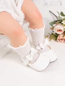 Infant Girls' Cute Bow Soft Lining Princess Shoes, Classic Basic Style - White - View 3