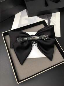 2pcs Satin Bow Barrettes, Black Large Hair Clips Headpieces, High-End Hair Accessories Suitable For Everyday Use - Multicolor - View 3