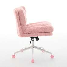 Office Chair With A Wide Seat (67 Cm), In Faux Rabbit Leather With A Metal Base, Adjustable And Swivel, Ideal For A Home Office Or Dressing Table (Pink), DE1875PK - Pink - View 11