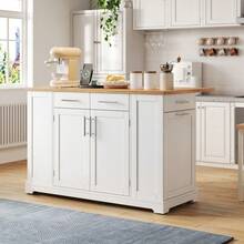 Mobile Storage Islands - White+Natural + MDF + European - View 11