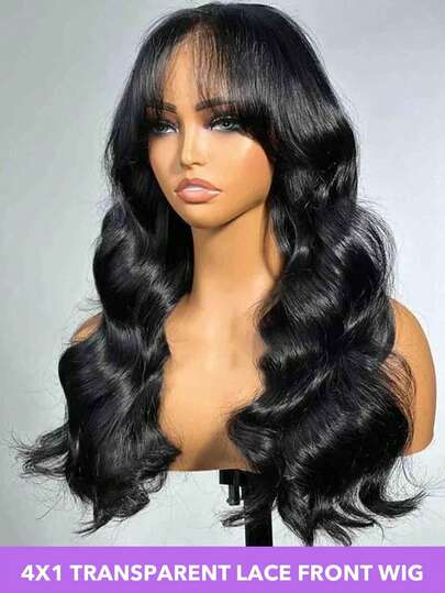 150% 200% Density Body Wave Remy Human Hair Wigs 4x1 Transparent Lace Front Brazilian Human Hair Wigs T-Part Lace Front Wigs Pre Plucked With Baby Hair Natural Black 8-22 24 26 28 30 Inch For Women