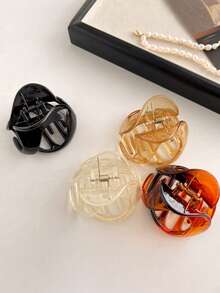 4pcs/Set Women's Coffee Color Solid Pumpkin Shaped Plastic Hair Clips, Fashion Versatile, Elegant Minimalist, Solid Marble Texture Hair Claws, Suitable For Daily, Casual, Party, Beach, Vacation, Hairstyling, Face/Hair Washing, Makeup, Outfit Accessories, Autumn Fashion Hair Clips, Autumn Hair Accessories, Winter Hair Clips, Summer Hair Clips - Multicolor - View 13