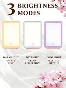 Novo Espelho LED, Espelho de Maquiagem Iluminado, Espelho de Vaidade de Mesa Dobrável, Espelho de Beleza Iluminado Portátil com 3 Modos de Iluminação, Espelho de Maquiagem LED de Mesa Recarregável e Dobrável, Espelho de Viagem LED Dobrável e Compacto, Espelho de Vaidade, Espelho de Maquiagem com Iluminação e Tela Sensível ao Toque Regulável, Espelho de Maquiagem de Viagem, Alto Custo-Benefício, Espelho para Dormitório, Espelho de Viagem, Espelho para Retoques de Maquiagem - Multicolorido - Visão 2