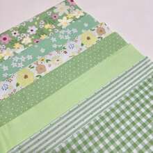 7Pcs 20 X 20 Cotton Fabric DIY Making Supplies Quilting Patchwork Fabric Fat Quarter Bundles DIY For Quilting Cotton Patchwork Cushions Green Flowers Mix 20 X 20 - 7pcs Green Flowers Mix - View 1