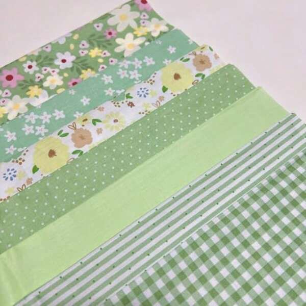 7Pcs 20 X 20 Cotton Fabric DIY Making Supplies Quilting Patchwork Fabric Fat Quarter Bundles DIY For Quilting Cotton Patchwork Cushions Green Flowers Mix 20 X 20
