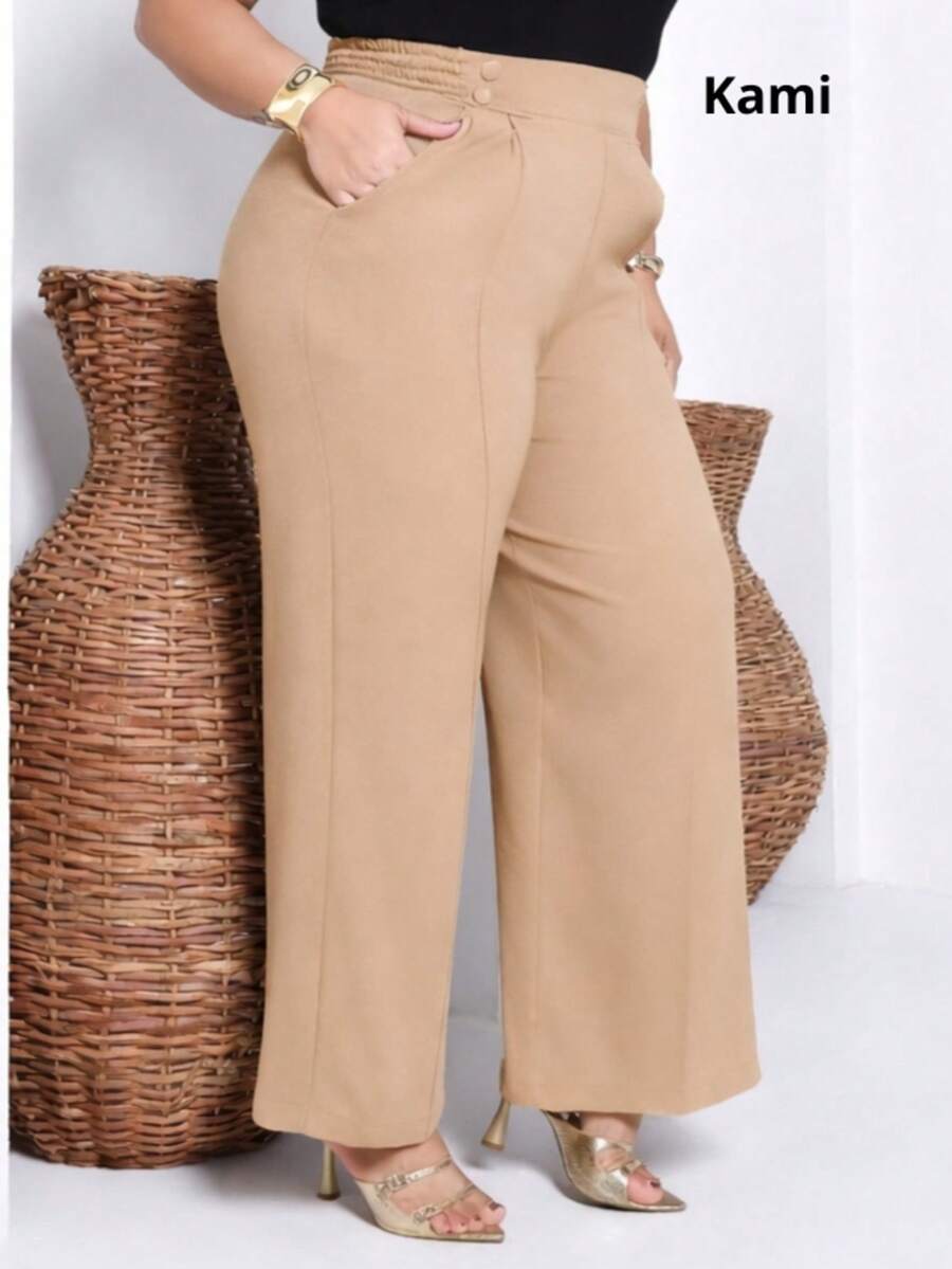 Plus Size Pantalona Duna Feminina - Cream - View 1