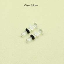 一对厚度为 1.6-16 毫米的黑色透明玻璃耳扩，配有 2 个防滑硅胶环，单喇叭蘑菇形直杆耳钉，透明眼镜耳扩，男女学生适用，玻璃耳钉，身体饰品，长度约 19 毫米。 - 玻璃耳擴 - 查看 31