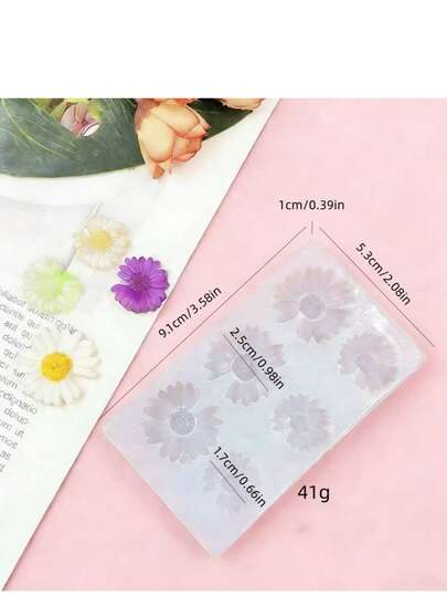 1pc 6-Cavity Silicone Mold, Chrysanthemum Shaped DIY Candle, Plaster, Decoration Mold