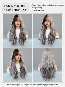 7JHH WIGS Silver Gray Wavy Wig With Bangs Highlight Black Hair Body Long Curly Wigs Natural Fluffy Soft Woven Synthetic Fiber Costume Colorful Wig For Women&Girls Halloween Christmas Festival Ready Party Cosplay Use 26 Inch - Silver - View 6