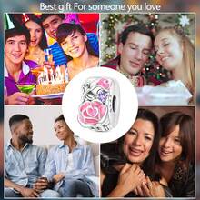 925纯银爱心玫瑰夜光珠子、夜光玫瑰安全扣、夜光花朵安全扣、夜光玫瑰吊坠、夜光月亮玫瑰吊坠、爱心夜光珠子 - 粉色 - 查看 3