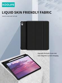 Koolife 1pc Quadrangular Anti-Drop Tri-Fold Tablet Protective Case, Auto Wake/Sleep, Pencil Slot, Minimalist/Casual/ Compatible With Ipad 10th Gen 10.9", IPad 10.2" 7/8/9th Gen, IPad Air 1/2/3/4/5 10.9", IPad Pro 11" 18/20/21/22, IPad Pro 12.9" 18/20/21/22, IPad Mini 4/5/6 - Black - View 5