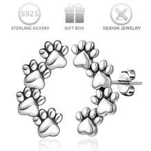 1 par de pendientes de botón de plata de ley 925 con diseño vintage y lindo de huella de pata, adecuados para uso diario casual, playa de verano, fiesta, vacaciones, regalo de cumpleaños para mujeres - Plata antigua - Ver 9