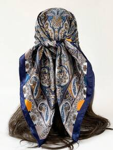 1pc Bohemian Paisley Print Satin Scarf, New Spring/Summer 90cm Silk Scarf/Headscarf, Versatile Beach Accessory - D9500 - View 15