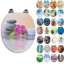 SAINOS Holz WC toilettensitz mit absenkautomatik Wasserdicht schimmelresistent und leicht zu reinigen toilettendeckel 190 kg Tragfähigkeit - H351 - Übersicht 2