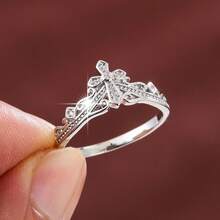 1pc Classic Cross Design Cubic Zirconia Inlaid Women Fashion Ring - Multicolor - View 6