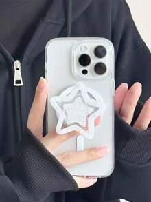 1pc INSL Blue Heart & Star Acrylic Resin Droplets Phone Stand, Foldable Portable Air Cushion Magnetic Phone Holder - Multicolor - View 5