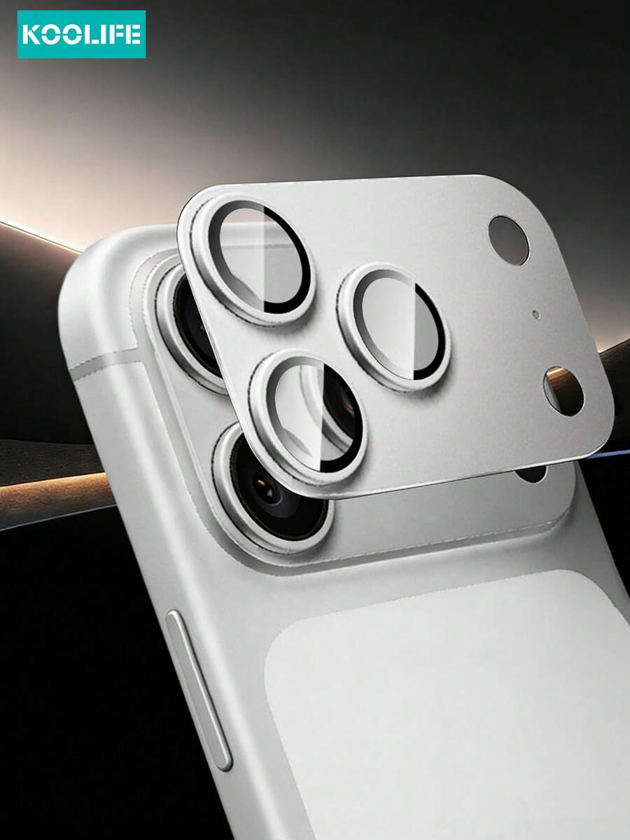 Koolife 1pc Full Coverage Camera Lens Protector, HD Tempered Glass With Matte Surface, Easy Installation, Waterproof Shockproof Scratch & Fingerprint Resistant, Compatible With IPhone 17 Pro Max/17Pro Applicable To Daily Shield, Office, Home Daily Shield Office Home Phone Camera Cover Anti-Fall Scratch Resistant - Silver - View 1