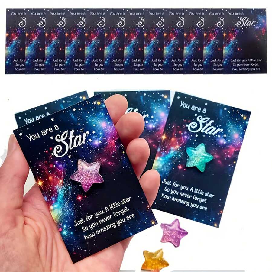 1/3/5 Sets Inspirational Gift Set With Stars Inspirational Cards - "You Are A Star Continues To Shine" , Lucky Card Inspirational Inspirational Gift, Lucky Charm Souvenir Family And Friends Gift, Perfect Gift For The Holiday - Multicolor - View 1