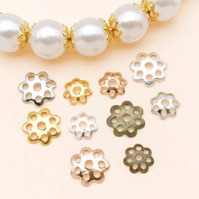 300pcs 6mm 8mm Vintage Metal Flower Cap Hollow Lace Bead Hat For DIY Jewelry Supplies For Bracelets, Necklaces, Earrings, Keychains Jewelry Making Parts