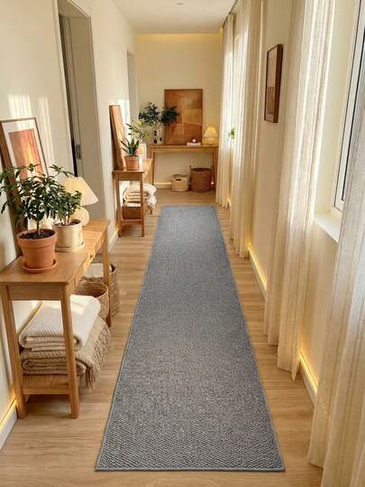 灰色卧室地毯，仿剑麻长条地毯，适用于入口、洗衣房、走廊、卧室、厨房、客厅和餐厅的硬木地板，时尚长款地垫 - 室内四季家居装饰，门垫，可水洗且防滑，非常适合用作走廊地毯、卧室地毯、厨房地毯、床边地毯，家居装饰，厨房装饰