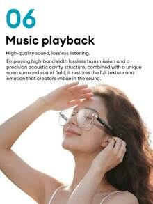 Lenovo GS105 Fashionable Bluetooth Glasses, Metal Frame, Wireless Bluetooth 6.0, Pure Sound Quality, Long Battery Life, HD Calling, ENC Microphone Noise Cancellation, Dual-Layer Anti-Leakage, Wireless Smart Glasses, Compatible With Smartphones, Ideal Gift For Couples And Friends - Black Silver - View 8