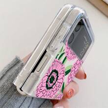 Flower Pink Dandelion Floral Pattern Transparent Phone Case Compatible With Samsung Z /Flip6/Flip5/Flip4/Flip3 Featuring A Clear Cover - Multicolor - View 4