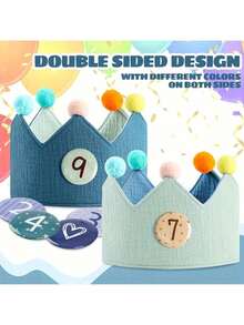 Reusable Woven Crown Decoration With 0-9 Number Buttons, Thin Unprinted Material, Suitable For Birthday, Halloween, Christmas Party And Supplies - Multicolor - View 4
