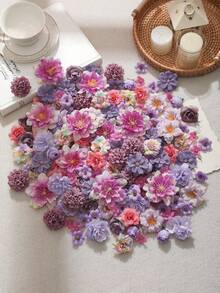 50pcs Purple Artificial Flower Heads, Assorted Sizes, Daisy Flowers, Suitable For Wedding Crafts, Home Decor, Party Decoration - Purple - View 7