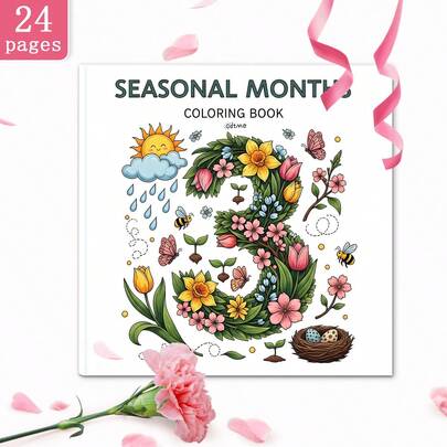 GDTME 2026 Seasonal Coloring Book For Adults And Teens, Cute Simple Bold Designs, 24 Thick Single-Sided Printed Pages, Great For Back To School, Mother's Day, Father's Day, Wedding Season, Easter Gifts, Mom Gifts, K-Pop, School, Coloring Books, Stationery, Easter Gifts, Room Decor, School Supplies, Office Supplies, Gifts, Party Bag Fillers, Toys, Graduation Party Supplies