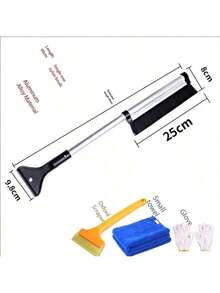 Pala quitanieve para coche con cepillo de nieve extensible, raspador de cristal, herramienta de limpieza de nieve e hielo en invierno, accesorio quitanieve. - (Pala de nieve + raspador Oxford + toalla pequeña + guantes) 1 pieza - Ver 5