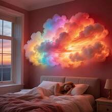 1PC DIY Thundercloud LED Light, Led Wall Lamp, LED Light Strip, LED Cloud Light With Music Rhythm, LED Light String, USB-Powered Wall-Mounted Giant Cloud Lamp, DIY Thundercloud Night Light, Vibrant Mood Night Light, Decorative Lighting, Bedroom LED Light, Ideal Festive Decor For Offices, Bedrooms, Hotels, Parties, And Restaurants - 多色款 - 查看 3