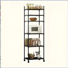 1pc 6-Tier Adjustable Metal Storage Cart With Wheels And Hooks – Multi-Functional Organizer For Kitchen, Bedroom, Bathroom And Laundry Room – Space-Saving Design, Suitable For Storing Spice Bottles, Utensils, Etc. | Open Shelf Design | Modular Storage Options - Multicolor - View 2