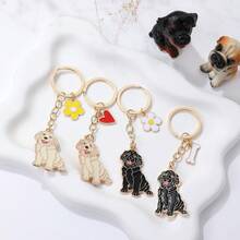 Golden Retriever Lover Keychain Set, Enamel Dog Keyring With Flower/Heart/Bone Pendants, Cute Purse Backpack Accessories - Multicolor - View 5