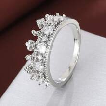 1pc Elegant Crown Shaped Design Cubic Zirconia Embellished Women's Fashion Ring, Holiday Gift - Multicolor - View 12