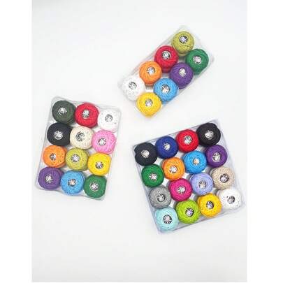 8# Lace Thread, 8pcs/12pcs/16pcs Optional, Random Color, Colorful Embroidery Thread, Crochet Hook Sewing Handcraft DIY Tools