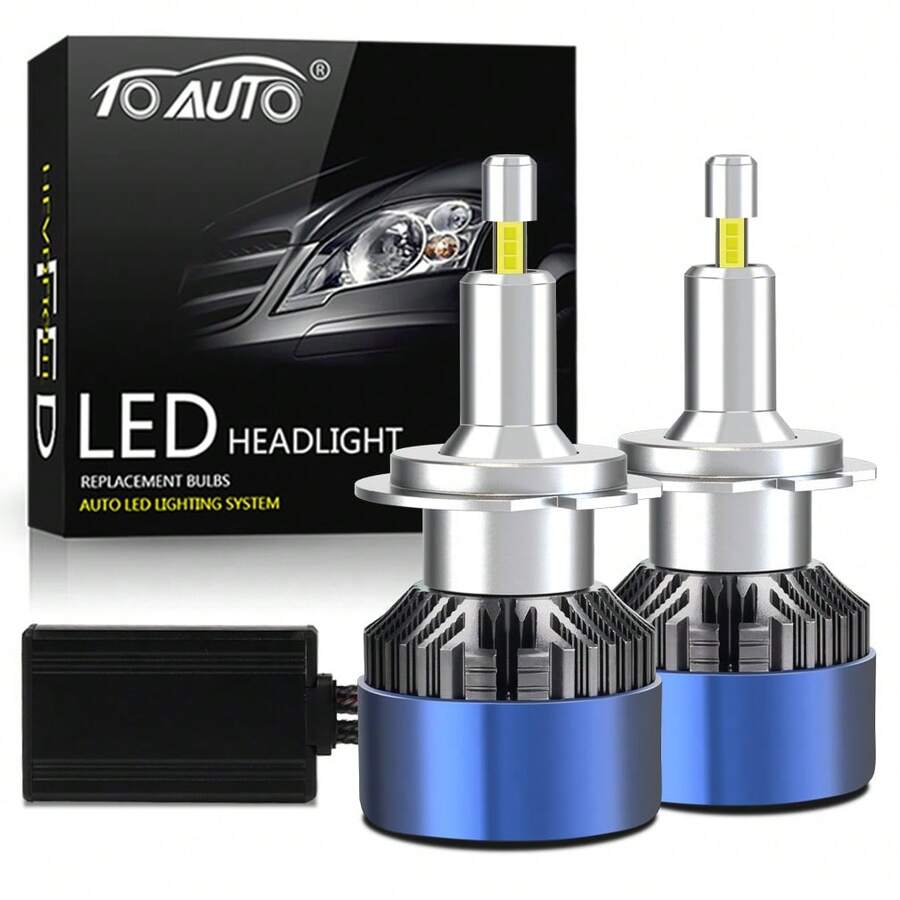 TOAUTO 2 bóng đèn pha LED ô tô 3D 360 H7 200W 40000LM Canbus H1 H11, đèn sương mù, 9 đèn LED cắm là chạy, 6000K - A - Xem 1