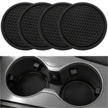 4pcs Universal Anti-Slip Cup Holder Coasters, Embedded Decorative Cup Mats, Car Interior Accessories, Black - Multicolor - View 11