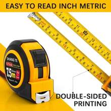 1pc Durable & Anti-Scratch Professional Tape Measure - 295.27 Inches, 196.85 Inches - Easy-To-Read Fractional Markings To 1/8 Inch, Zero Reset Design, Auto-Lock Retractable, Household Measuring Tool, Metric & Imperial Measurement, Suitable For Home, Renovation, Construction - Yellow and Black - View 3