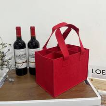 6-Bottle Felt Wine Tote Bag, Portable Felt Red/Wine Bottle Carrier, Lightweight Organizing Storage Bag, Multifunctional Fashion Gift Bag - Multicolor - View 4
