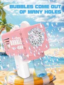 Automatic Dinosaur Handheld Bubble Machine - Summer Electric Water Bubble Toy - Available In Blue And Pink, Suitable For Boys And Girls. Handheld Multi-Hole Bubble Gun (Batteries And Bubble Liquid Not Included) - Multicolor - View 6