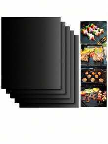 1pc Stove Mat, Outdoor Grill Mat, Heat Resistant Black Grill Mat, Non-Stick High Temperature Oil Cloth BBQ Mat, Reusable Oven Liner - Black - View 7