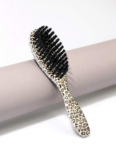 Cepillo de pelo estilo pompadour con estampado de leopardo para hombres; Cepillo de limpieza de cabello dividido; Peine para el cuidado de la barba; Cepillo para barba de peluquería para el afeitado